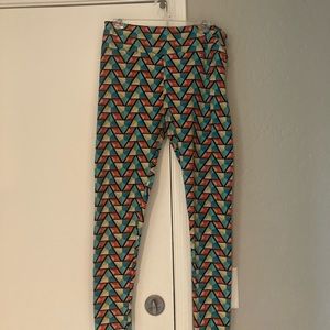 Cute and comfy Lularoe T&C leggings. Bright colors and geometric shapes.